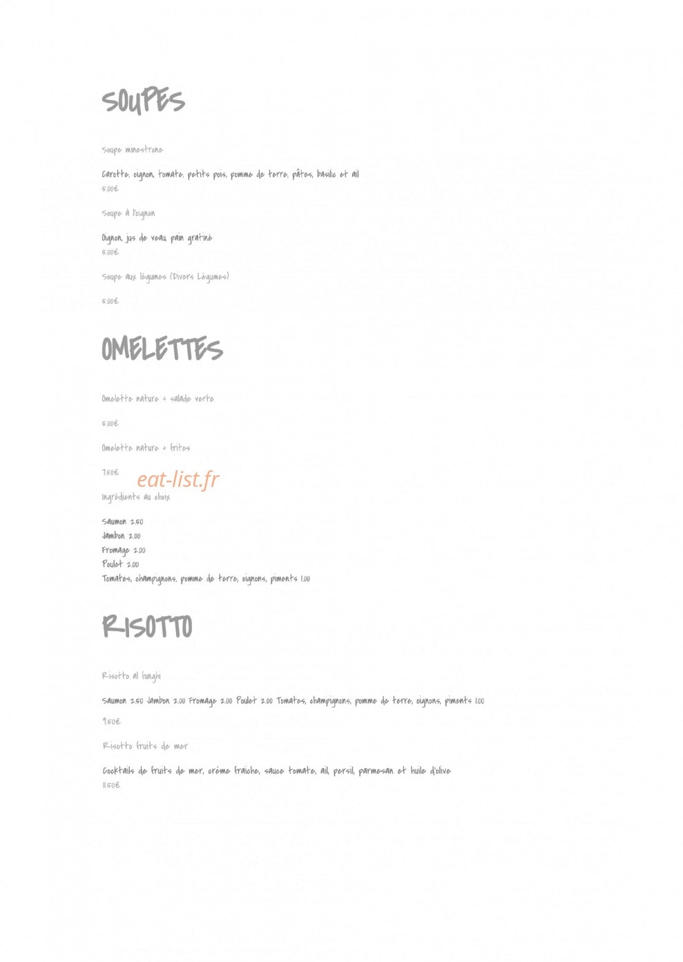 Café Foresta — carte page 2