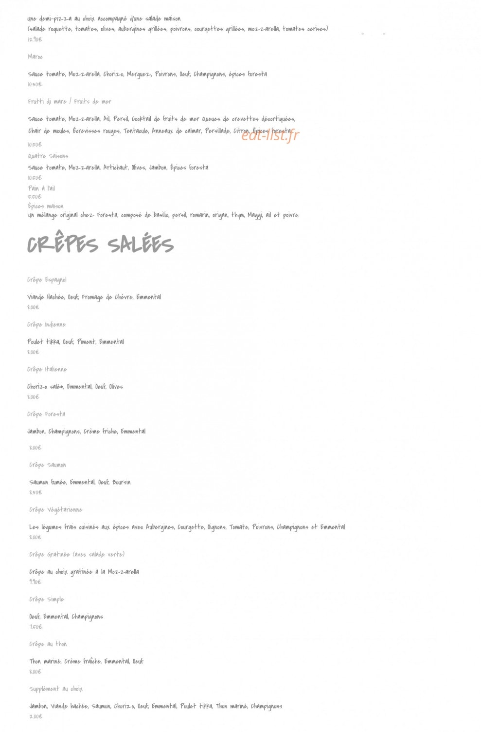 Café Foresta — carte page 6