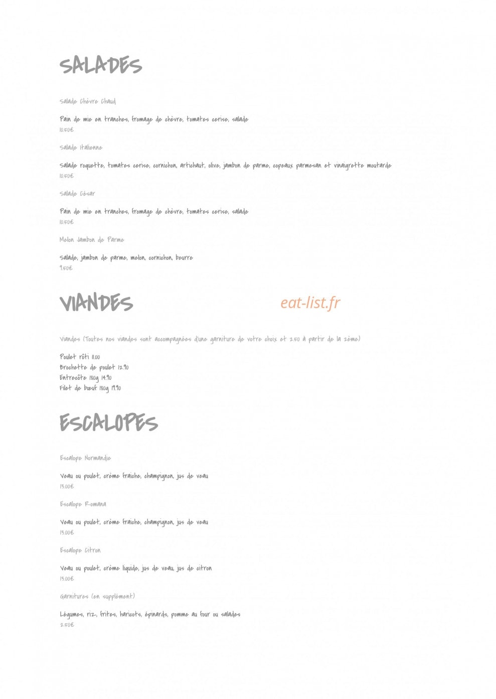 Café Foresta — carte page 3