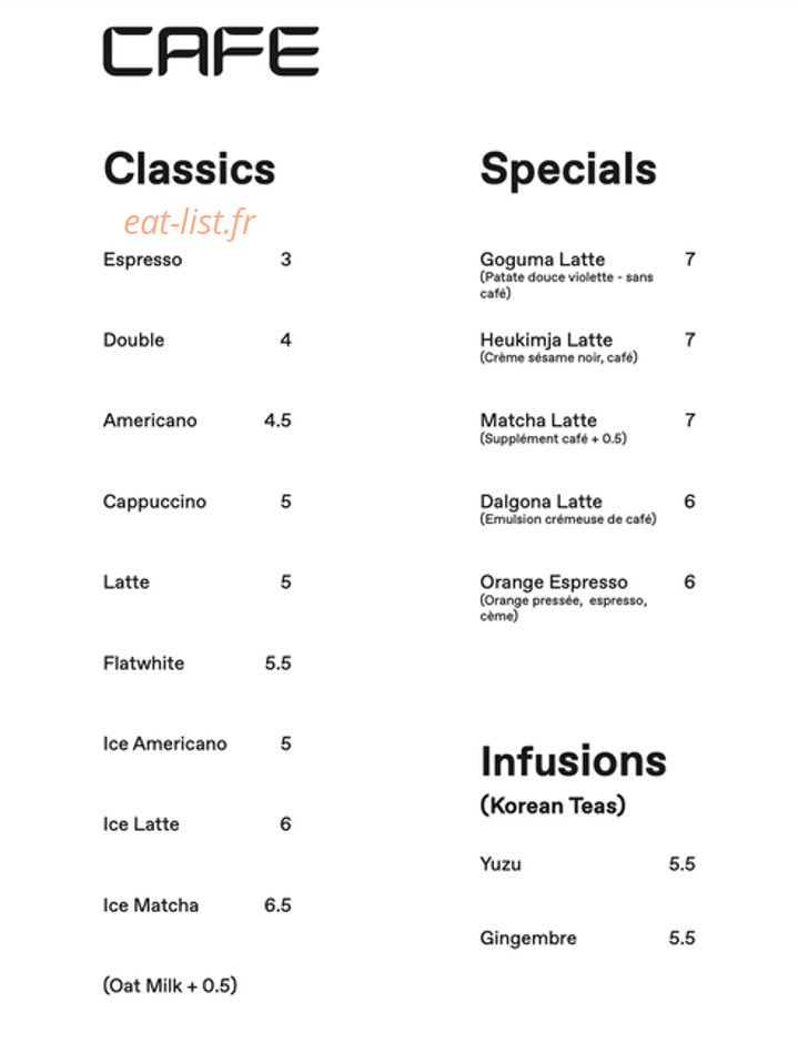 Café Shin — carte page 2