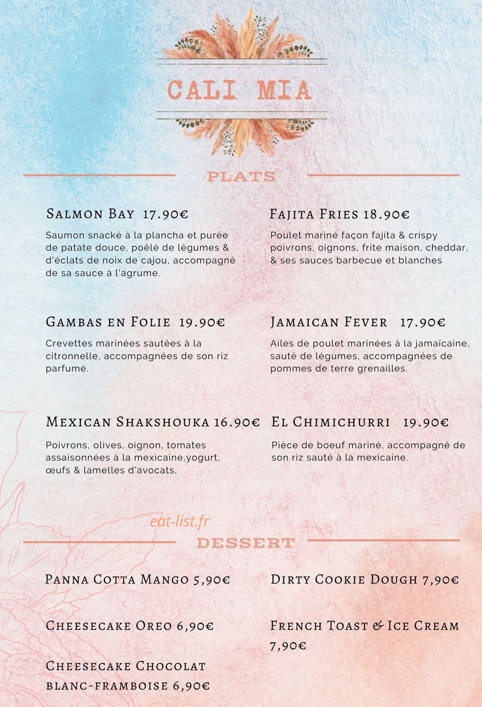 Cali Mia — carte page 2