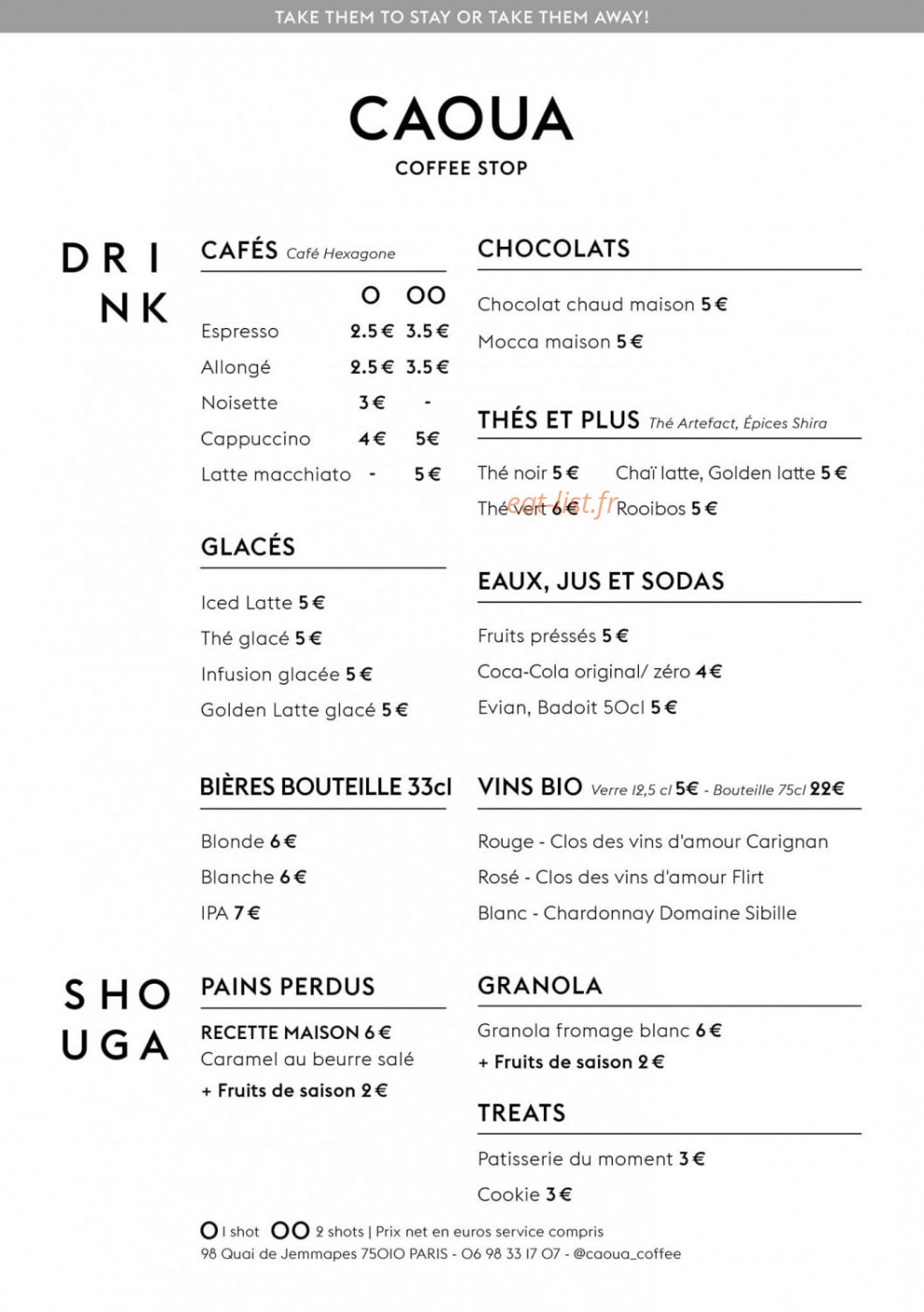 Caoua Coffee Stop — carte page 4