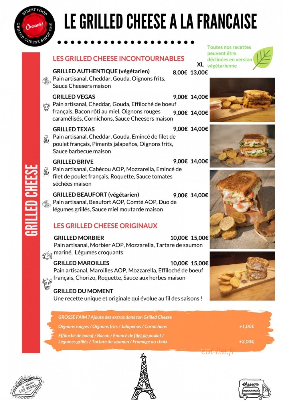 Cheesers — carte page 1