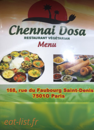 Chennai Dosa — carte page 1