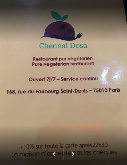 Chennai Dosa — carte page 5