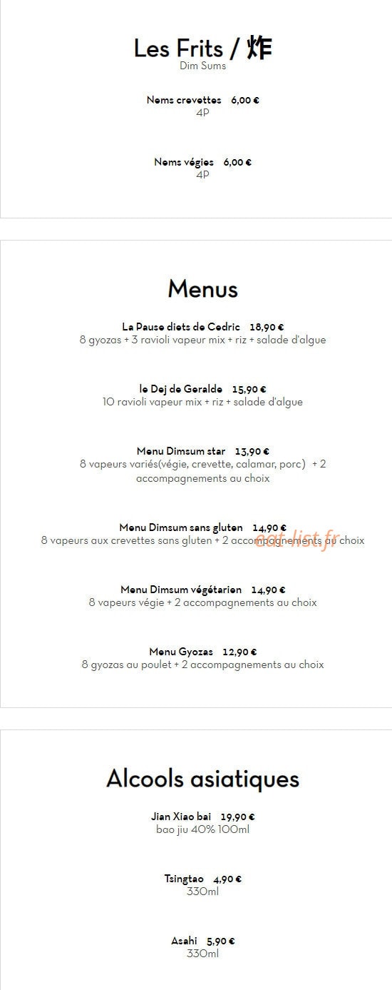 Chez Ann Paradis — carte page 1