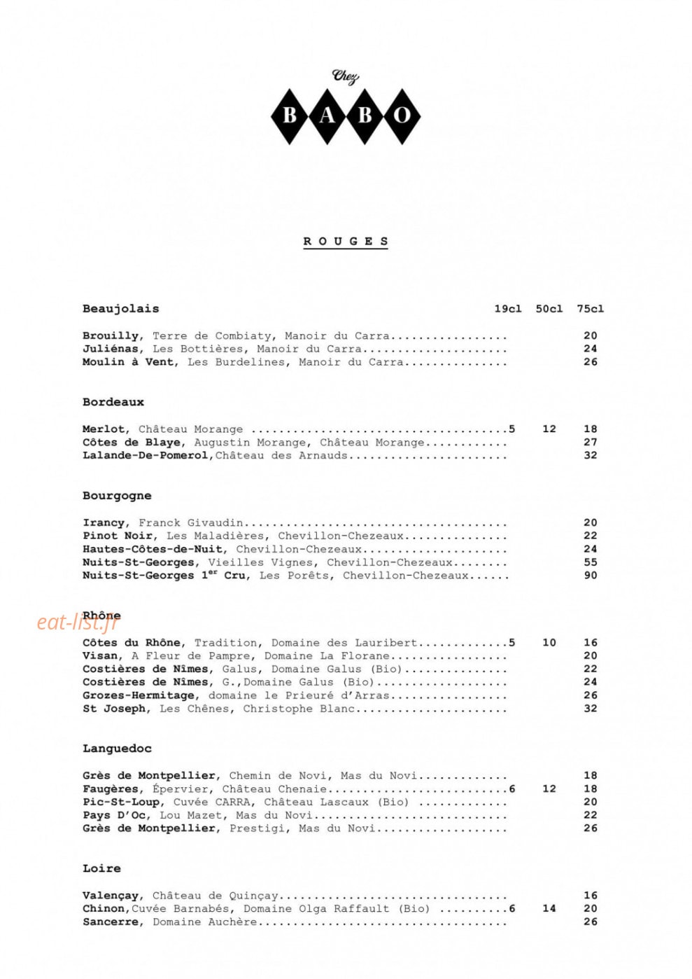 Chez Babo — carte page 2