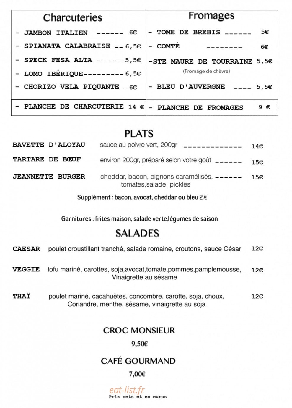Chez Jeannette — carte page 2