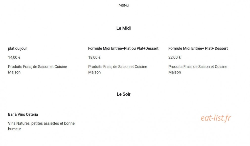 Chez Marius — carte page 1