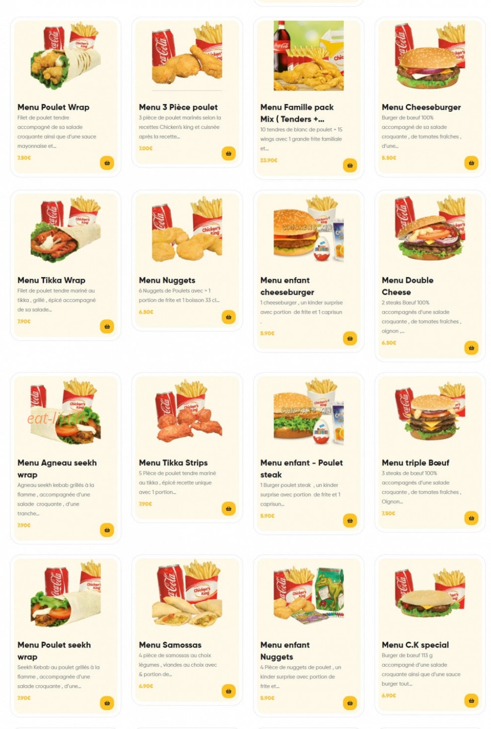 Chicken's king — carte page 3