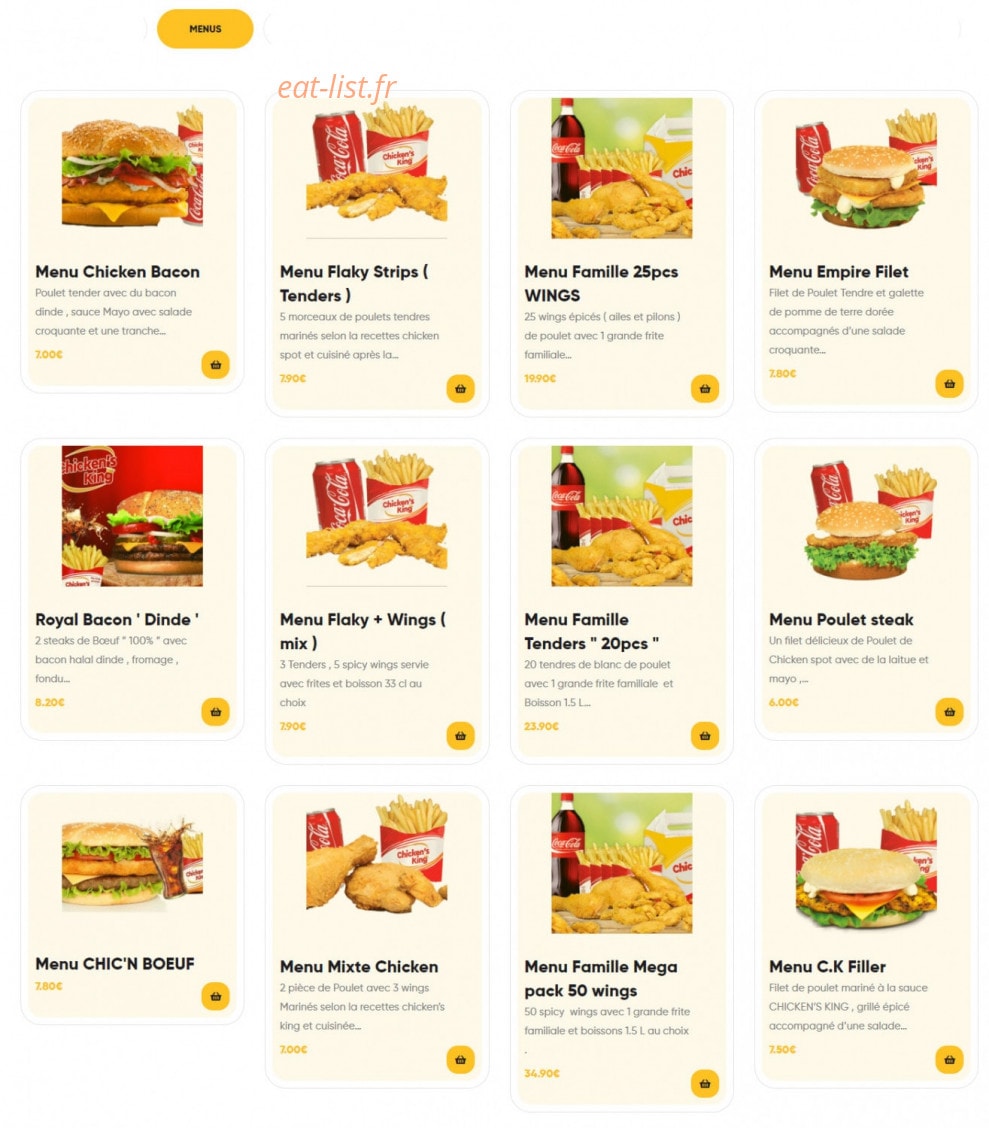 Chicken's king — carte page 2