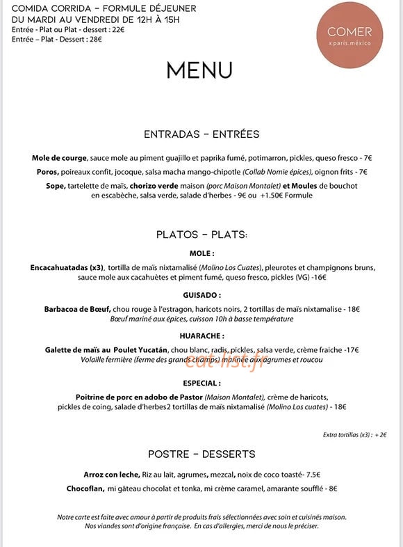 Comer — carte page 1