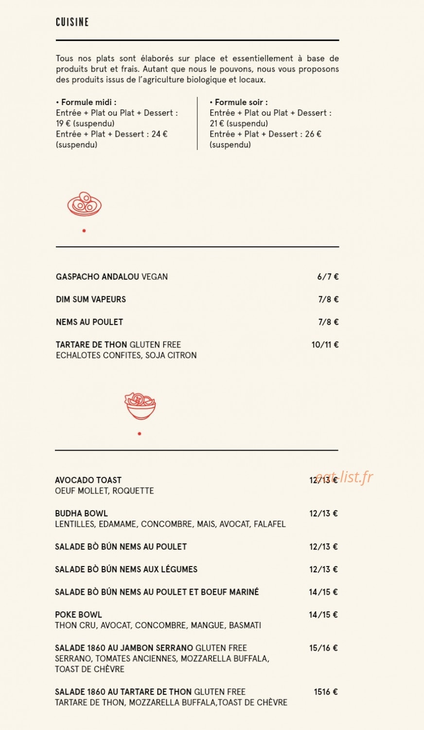 Delaville Café — carte page 1