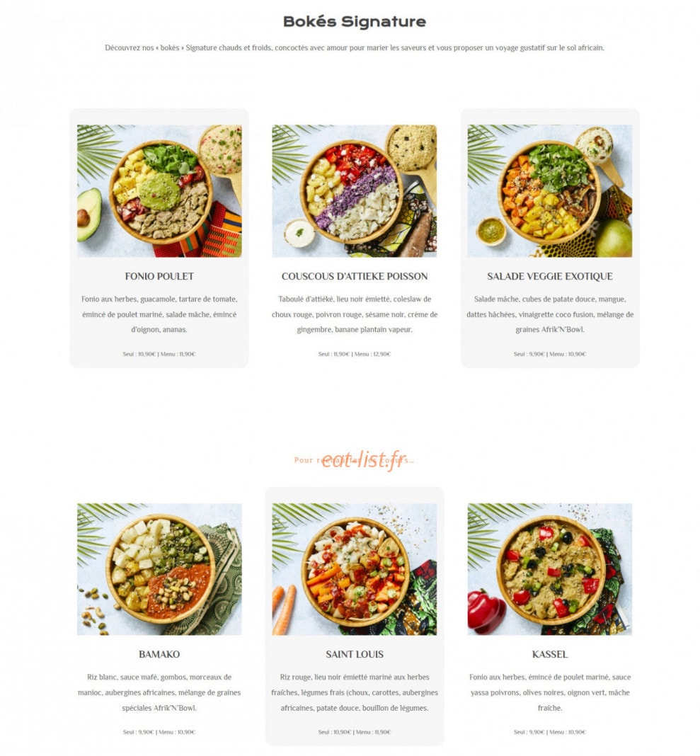Djaam Fresh Food — carte page 1