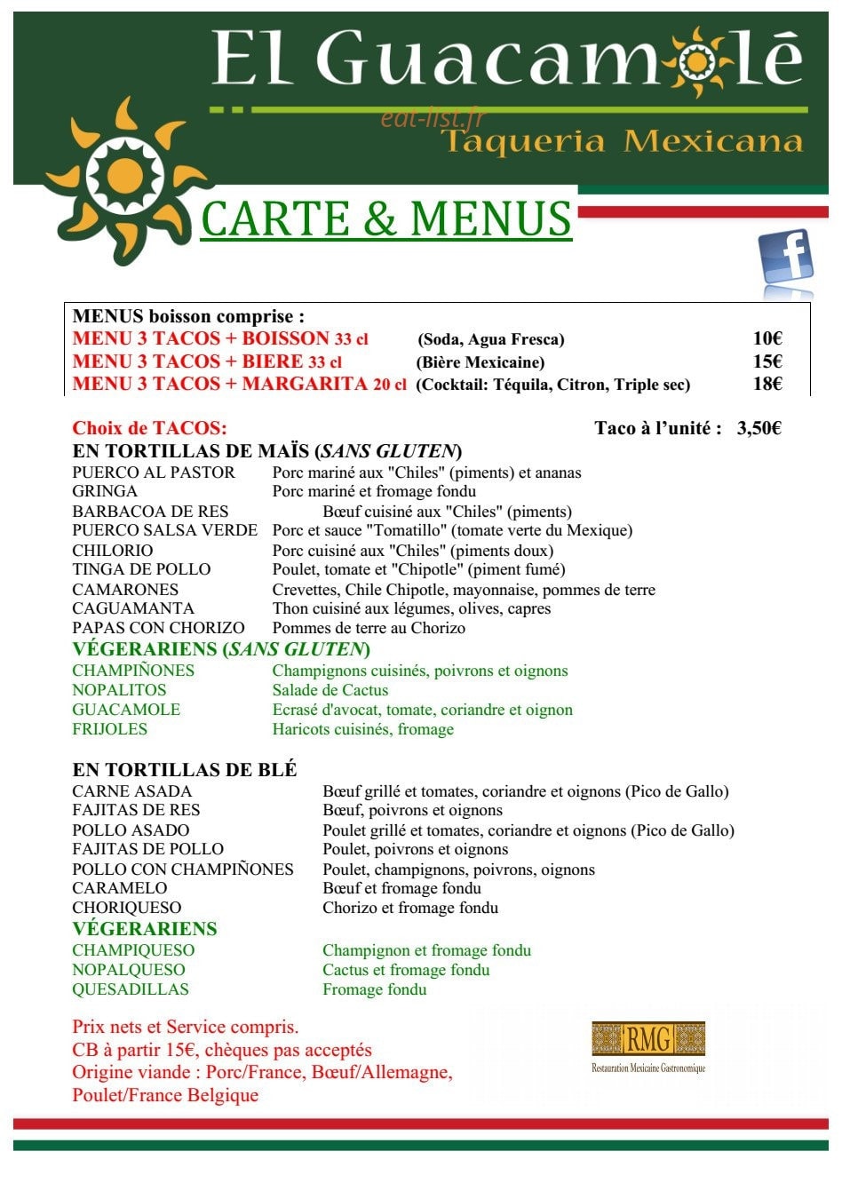 El Guacamole — carte page 1