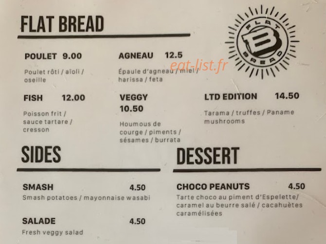 Flat Bread — carte page 1
