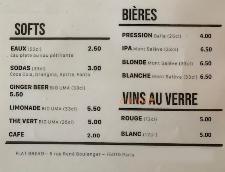 Flat Bread — carte page 2