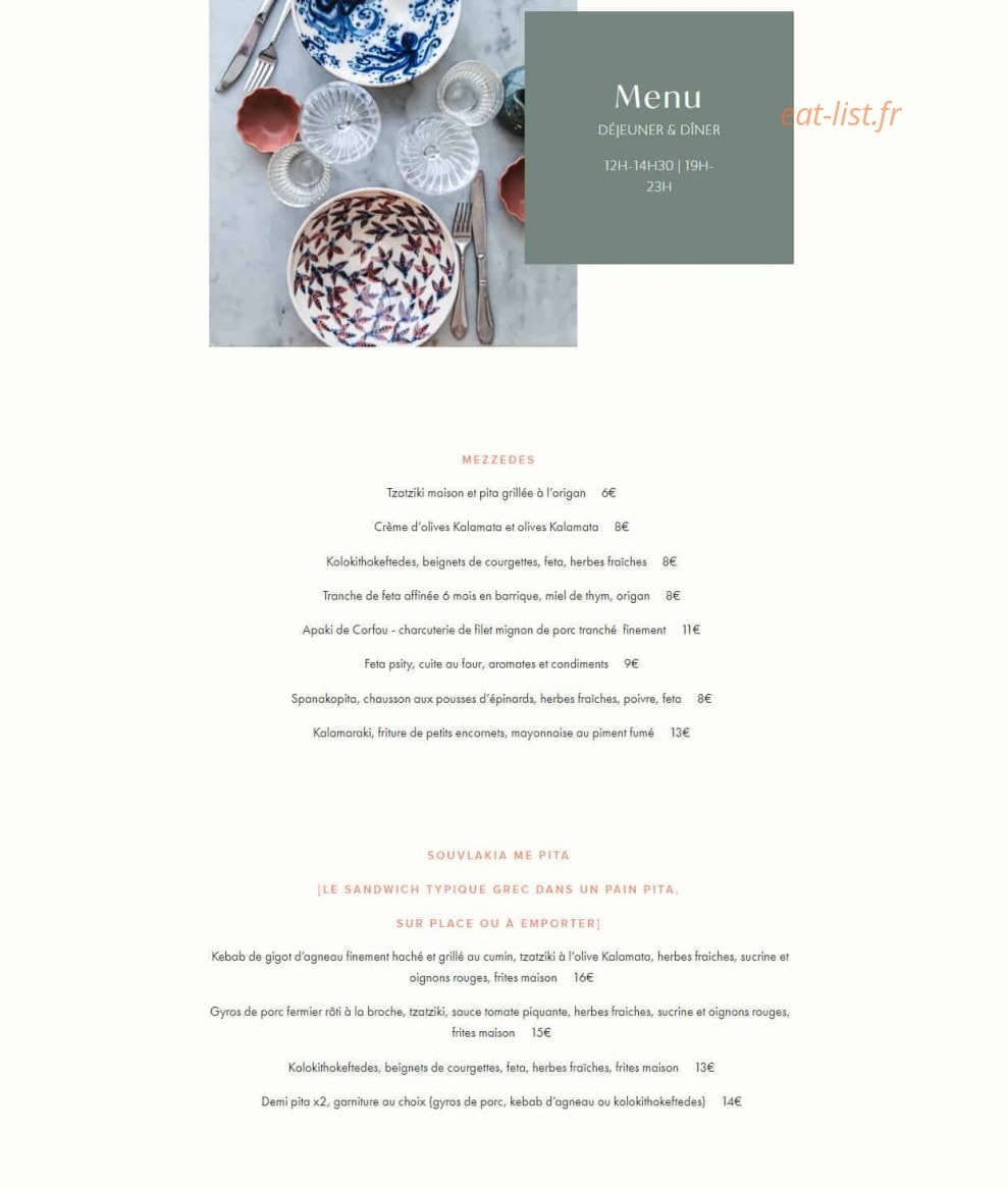 Grand Café d'Athènes — carte page 1