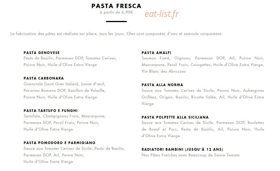 It Trattoria — carte page 1