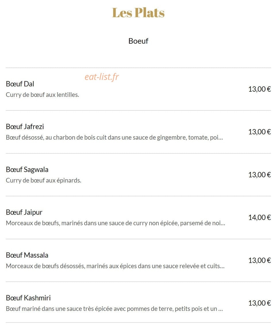 Jaipur Café — carte page 6