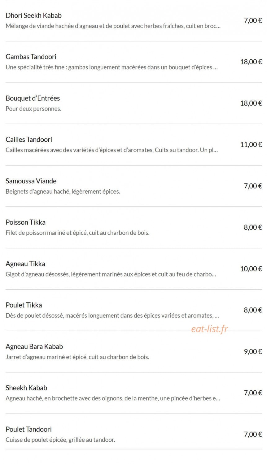 Jaipur Café — carte page 3
