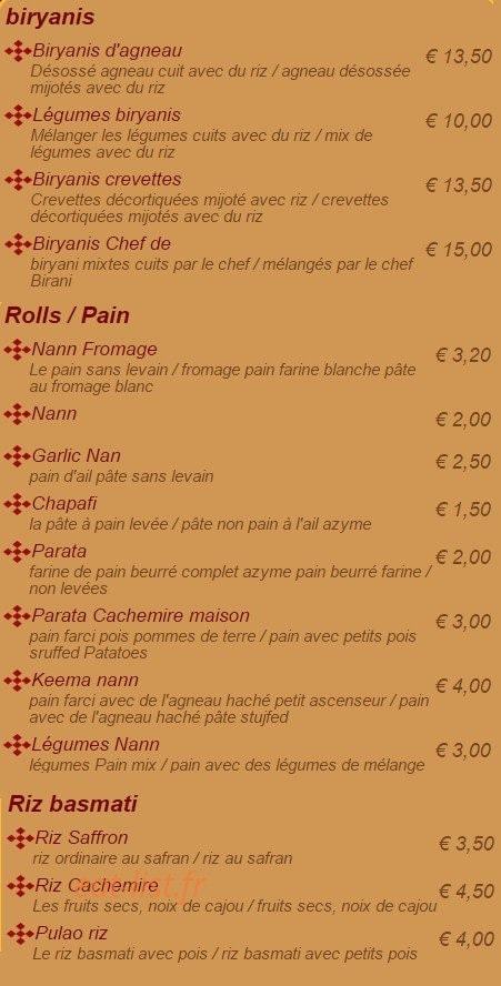 Kashmir House — carte page 7