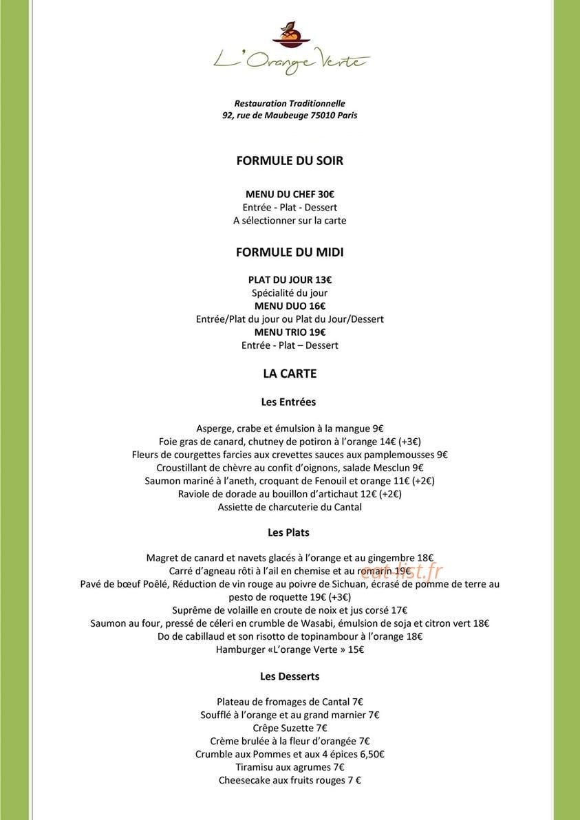 L'Orange Verte — carte page 1
