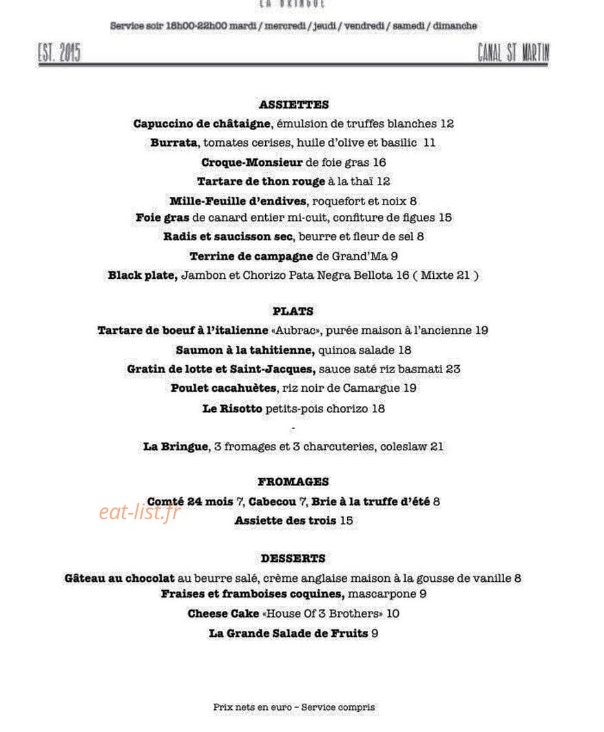 La Bringue — carte page 1