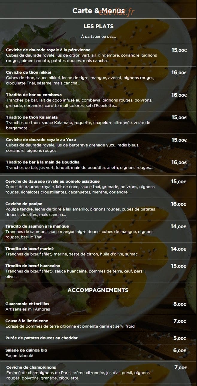 La Cevicheria — carte page 1