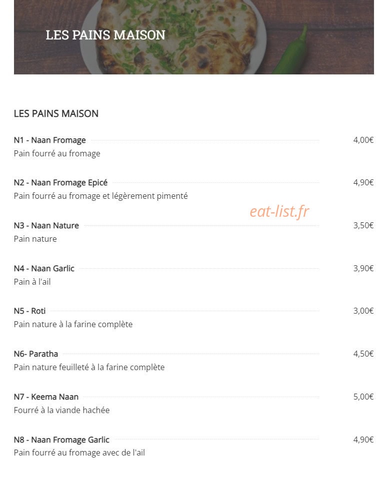 La Cuisine de l'Himalaya — carte page 4