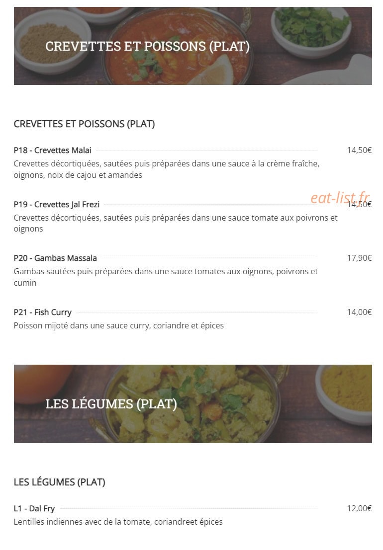 La Cuisine de l'Himalaya — carte page 11