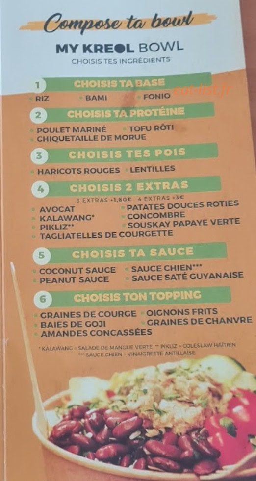 La Kreol Bowl — carte page 2