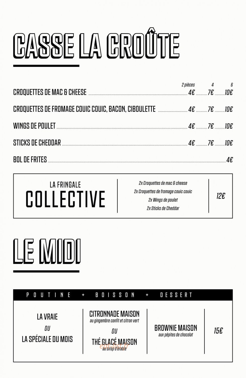 La Poutinerie — carte page 1