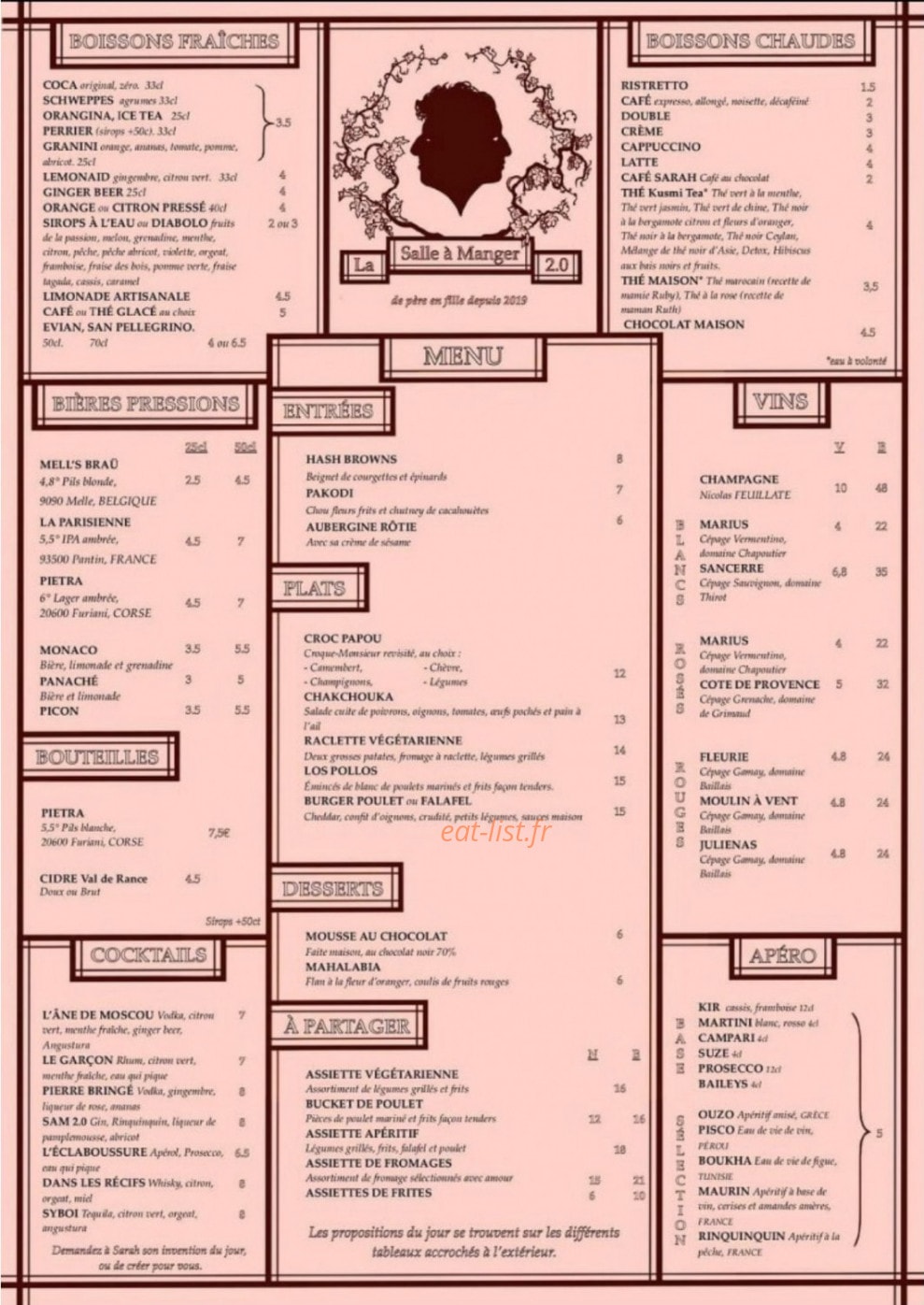 La Salle à Manger 2.0 — carte page 1