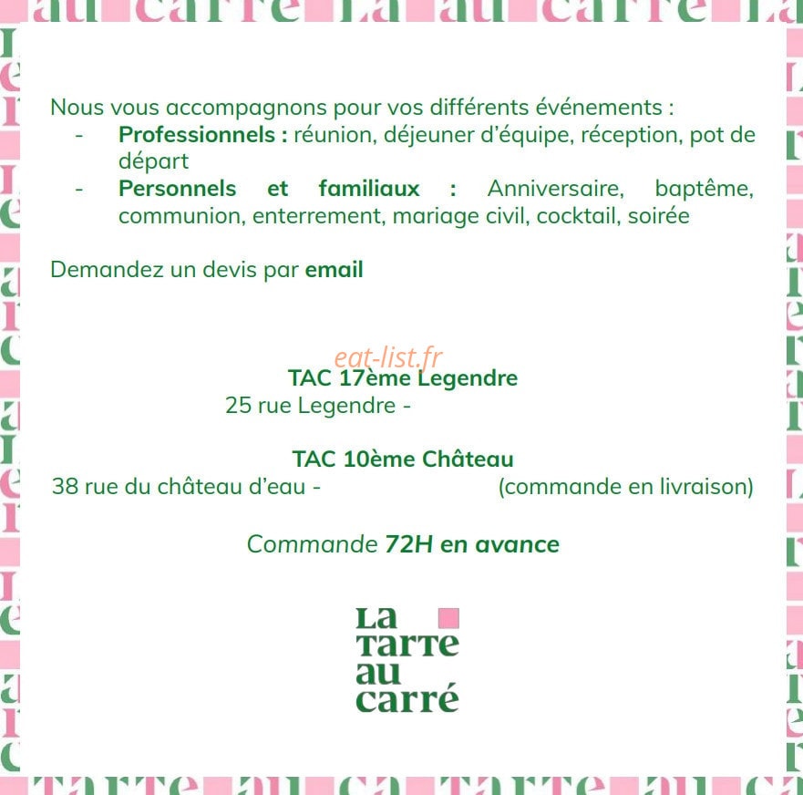 La Tarte au Carré — carte page 9