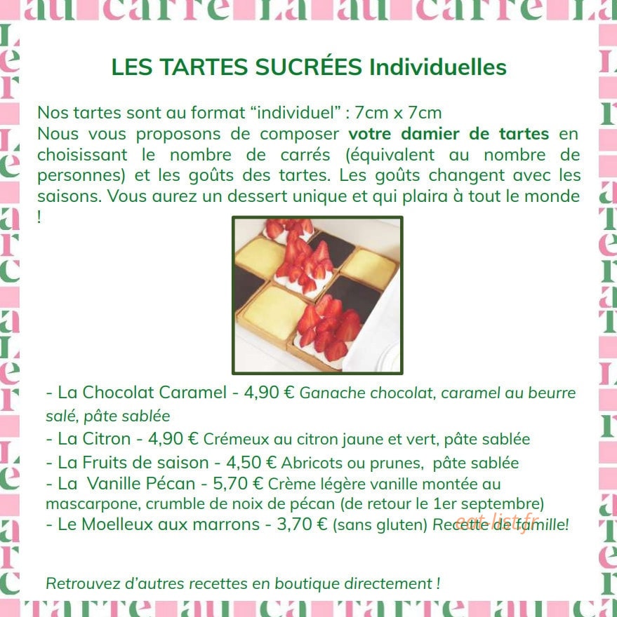 La Tarte au Carré — carte page 4