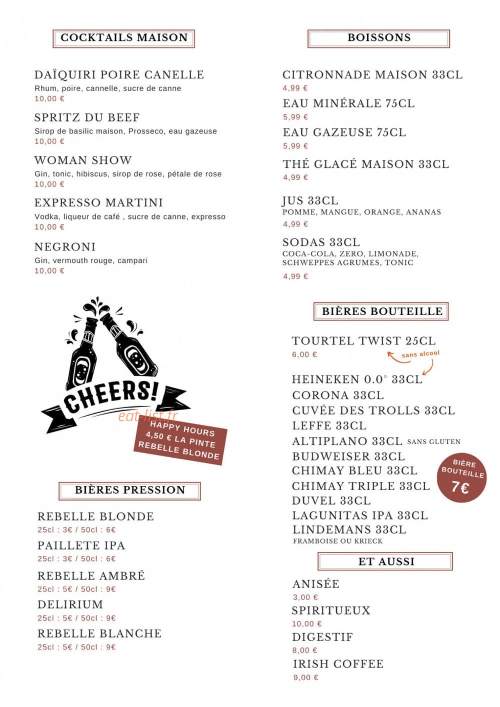 Le Beef — carte page 10