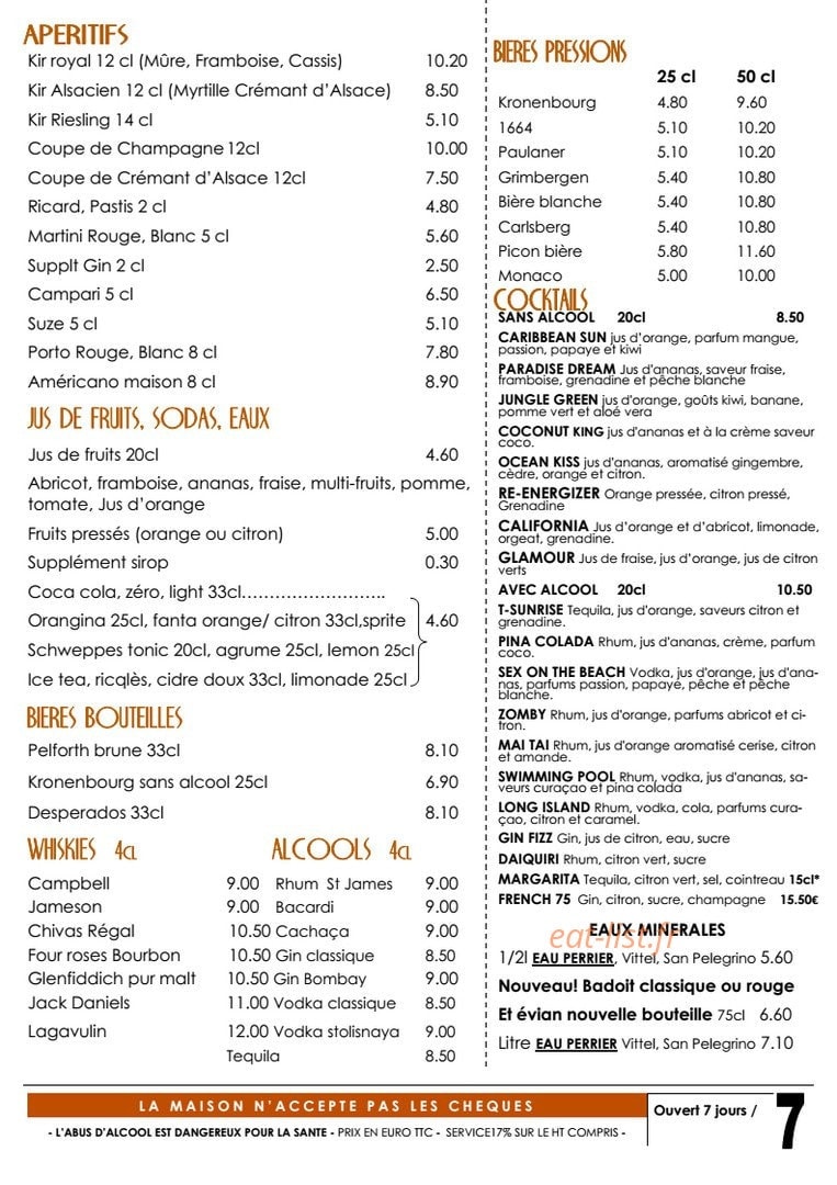 Le Café de l'Est — carte page 2