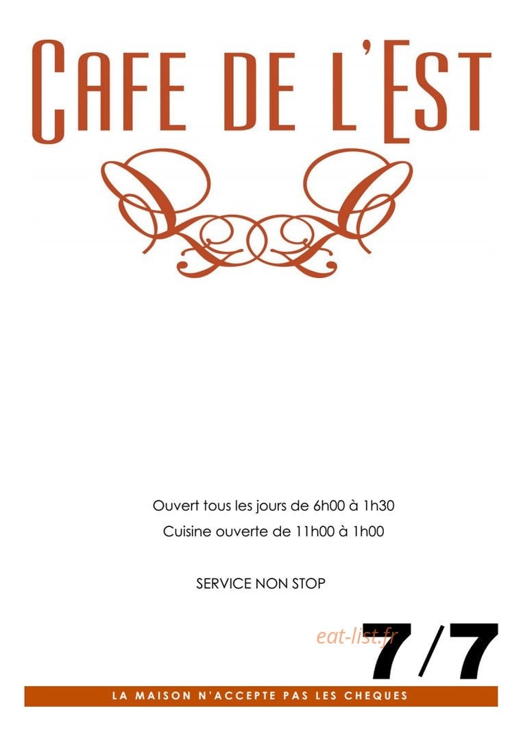 Le Café de l'Est — carte page 1