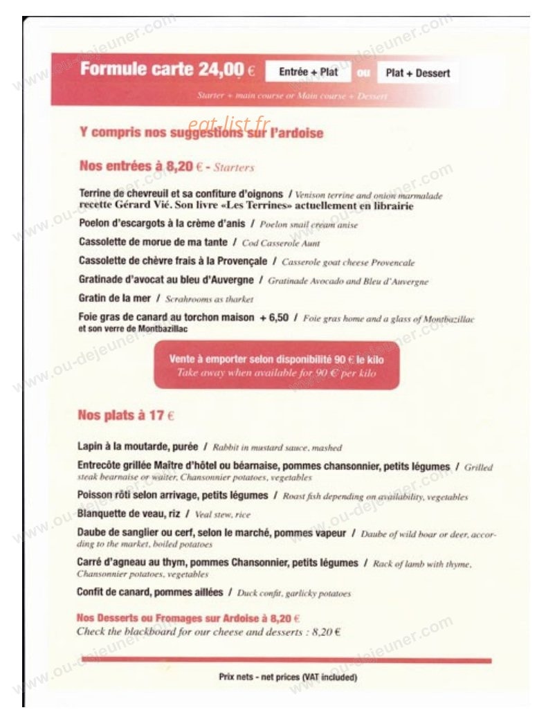 Le chansonnier — carte page 1