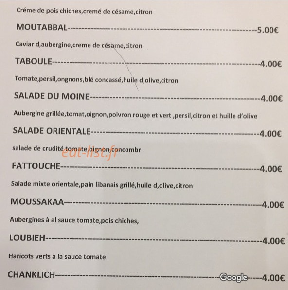 Le falafel — carte page 4