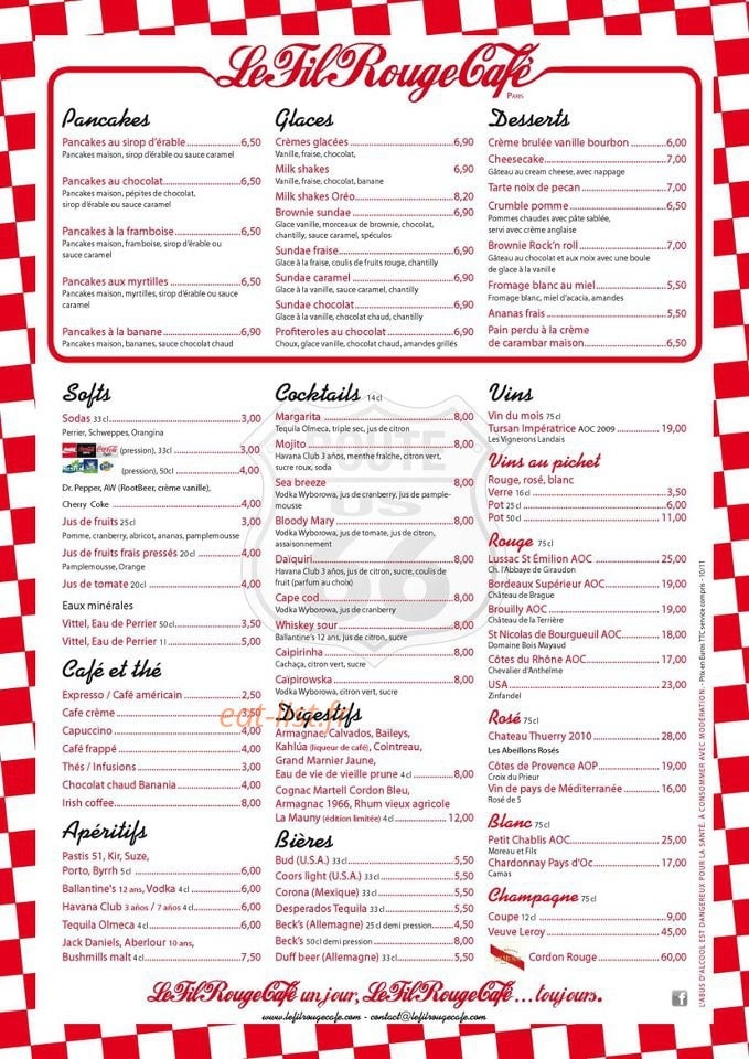 Le Fil Rouge Café — carte page 1