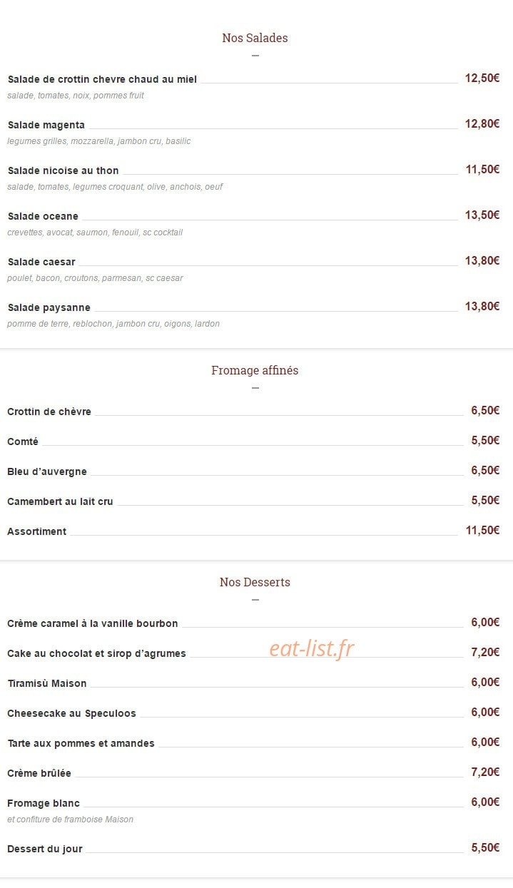 Le Magenta — carte page 2