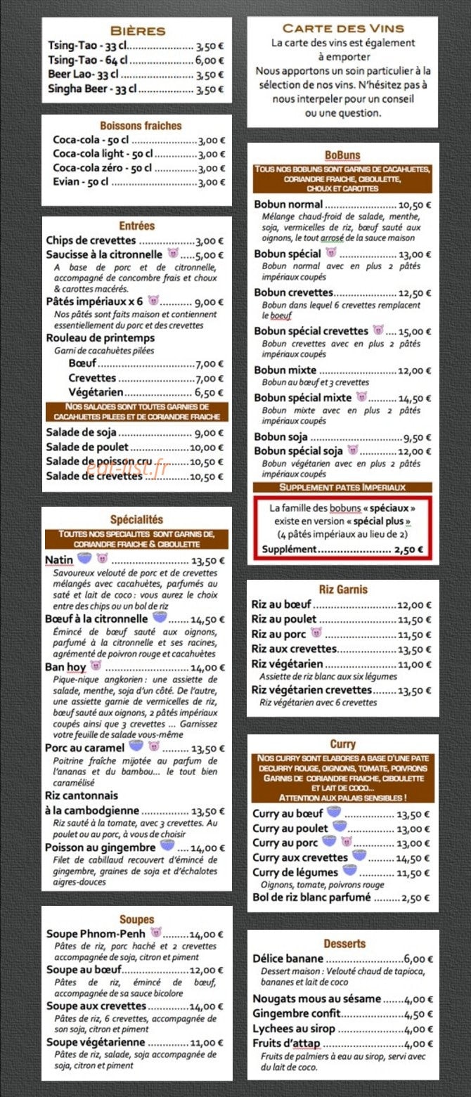 Le Petit Cambodge — carte page 1