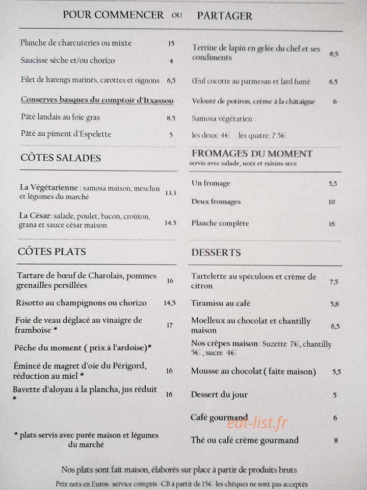 Le Petit Château d'Eau — carte page 1