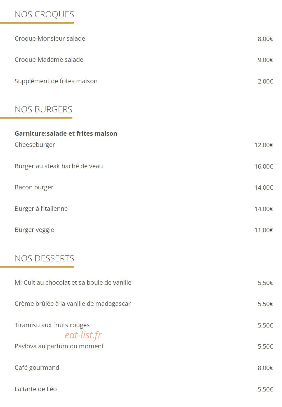 Léo Bistrot — carte page 4
