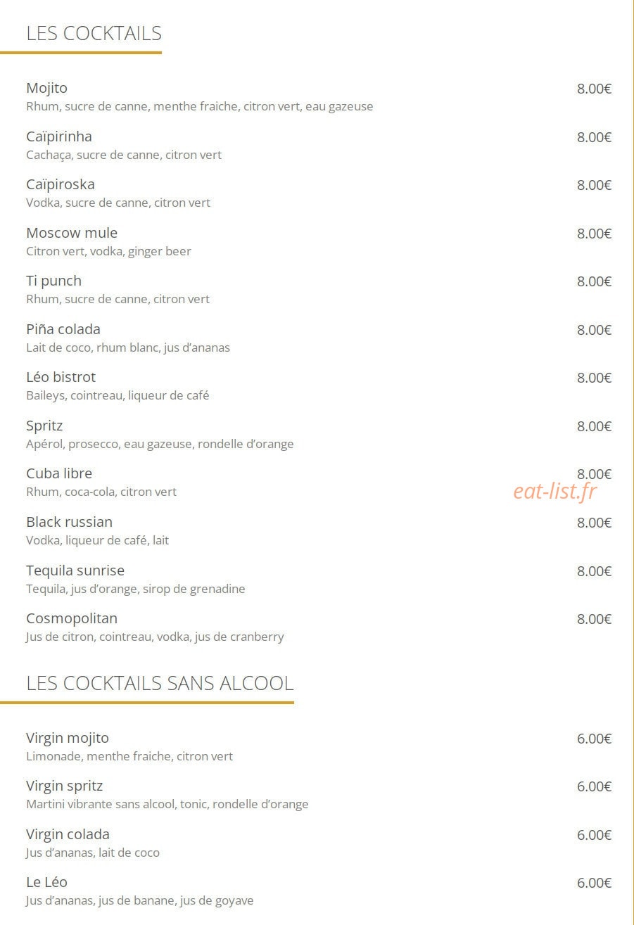 Léo Bistrot — carte page 8