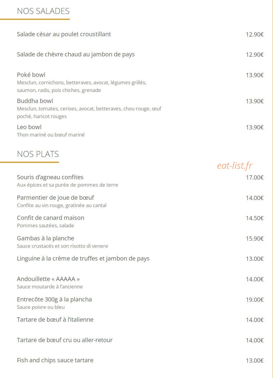 Léo Bistrot — carte page 3