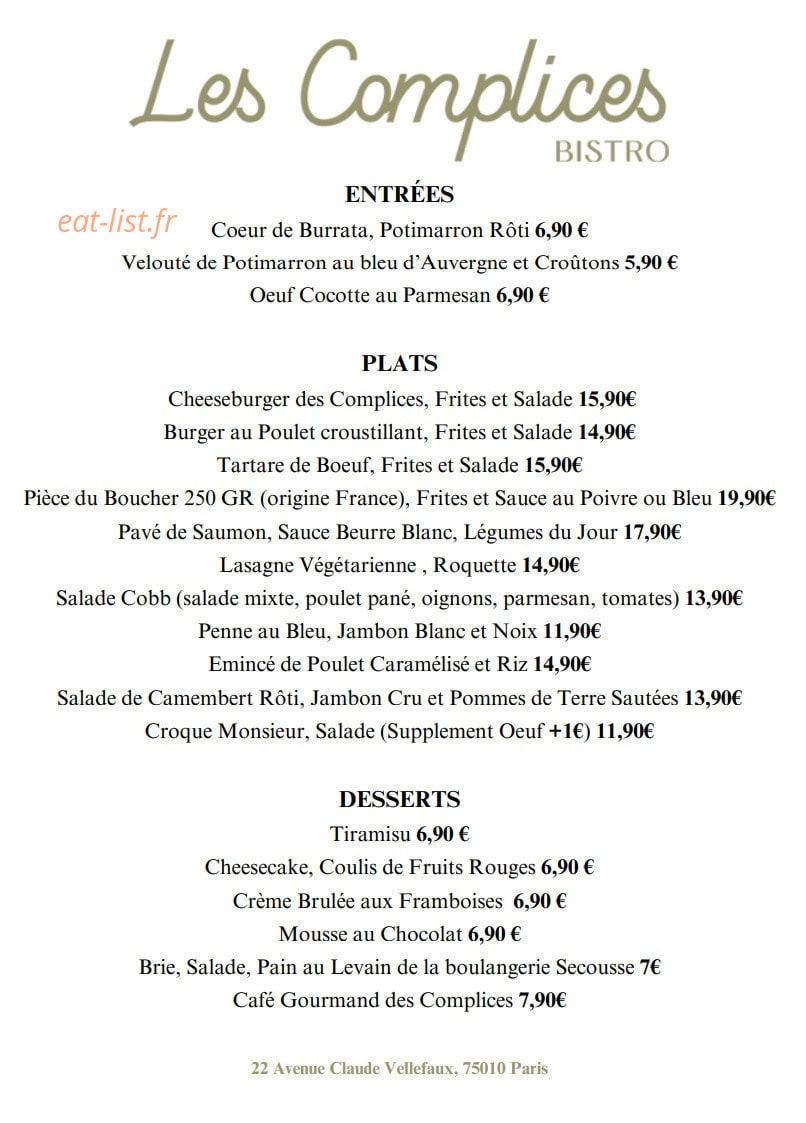 Les Complices — carte page 1