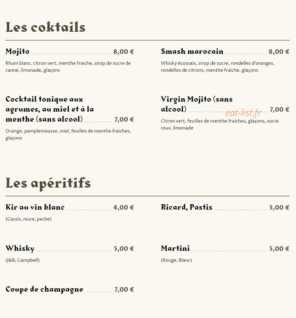 Les Saveurs de Marrakech — carte page 5